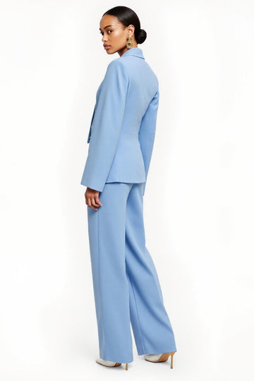 Bleu Un Bouton Peak Lapel 2-Piece Femmes Costumes